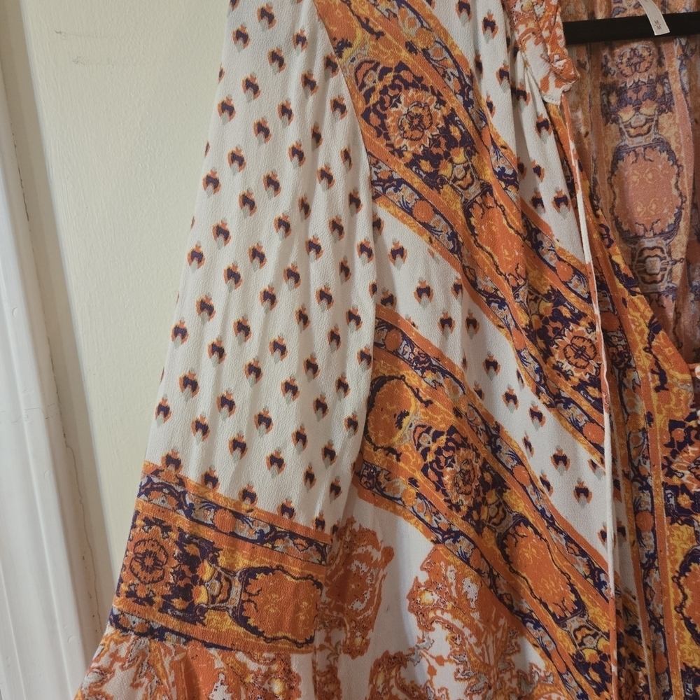 ✨️FREE PEOPLE✨️Flowy Magic Mystery Tunic Mini Dress Size Medium in Orange - Picture 9 of 13